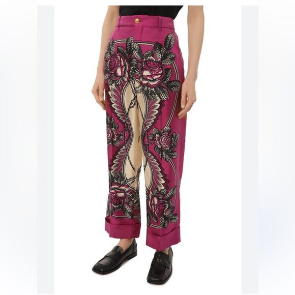 NWT Gucci 100% silk print cropped pants, US4 - Picture 1 of 16